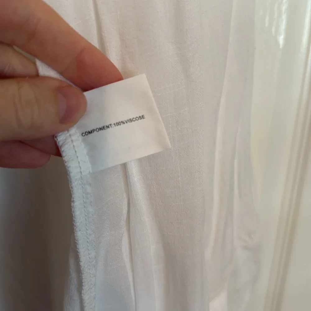 White Sheer Button Down Blouse Lightweight Beach Cover Up Shirt Medium - Picture 9 of 11